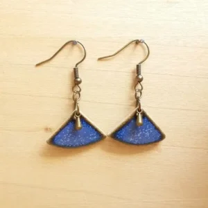 Boucles d'oreilles Adèle bleues en céramique émaillée