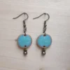 Boucles d'oreilles Hélène, émaillées en vert d'eau, faites à la main