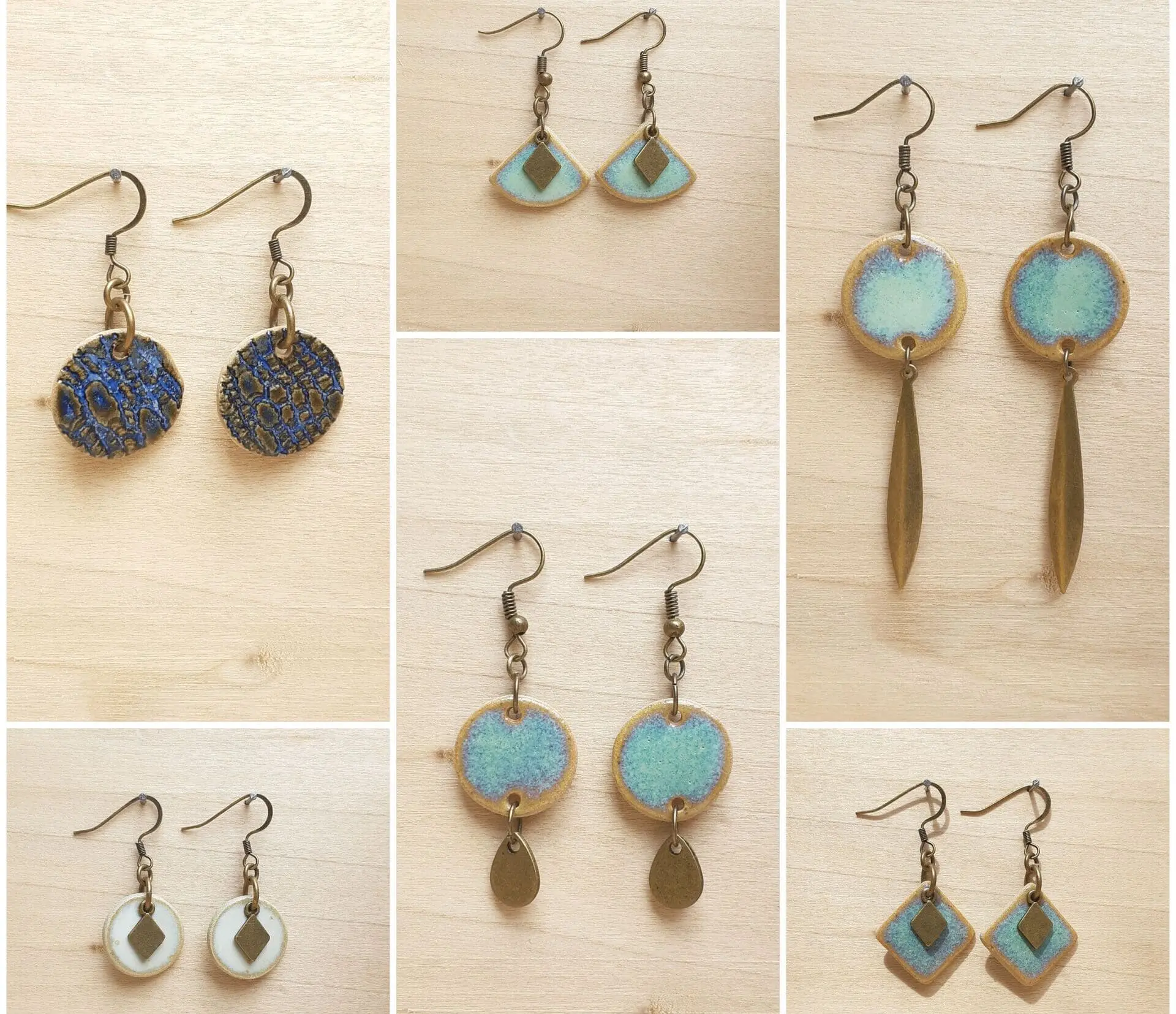 Boucles d'oreilles en grès émaillé