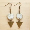 Boucles d'oreilles Joe, en grès émaillé, blanches