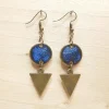Boucles d'oreilles Joe, en grès émaillé, bleues
