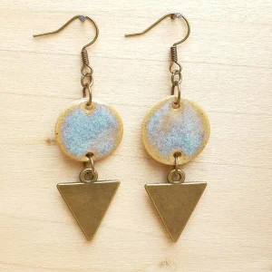 Boucles d'oreilles Joe, en grès émaillé, vertes