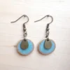 Boucles d'oreilles Luna, rondes et féminines, en grès émaillé, vertes