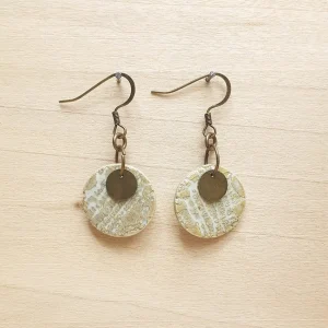 Boucles d'oreilles en grès émaillé et impression de dentelle